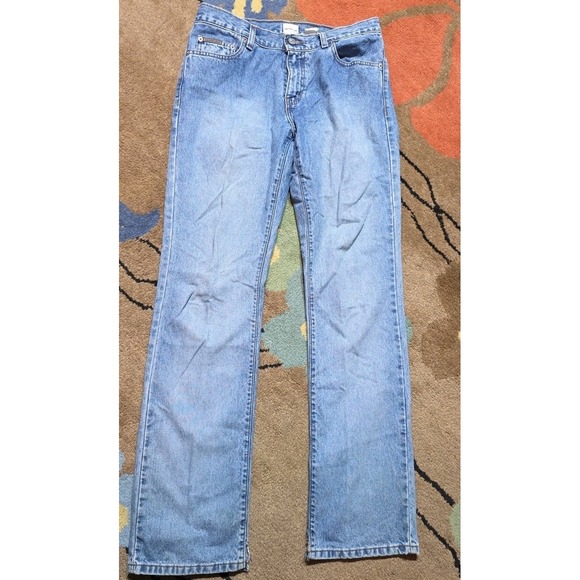 Vtg Calvin Klein Sport Jeans Mid Rise Distressed Straight Leg Size 6 Long Y2K 90 - Picture 2 of 9
